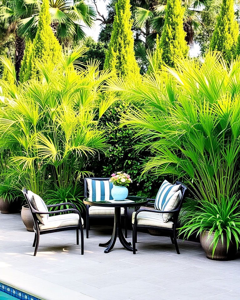plant privacy screens around pool