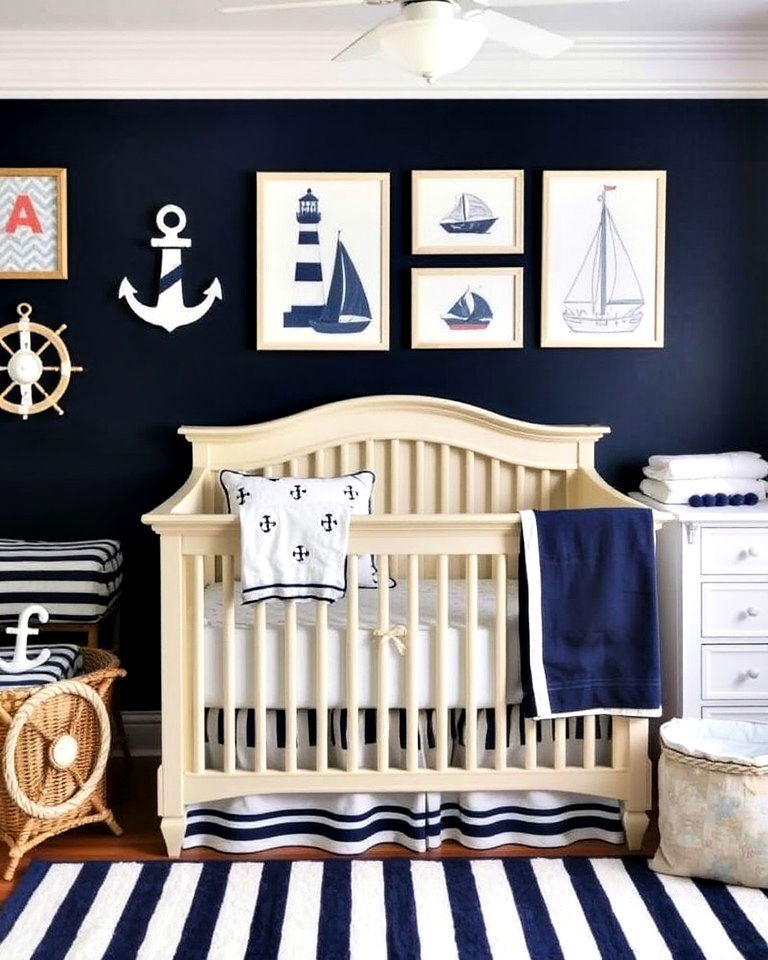 playful and timeless nautical themed nursery