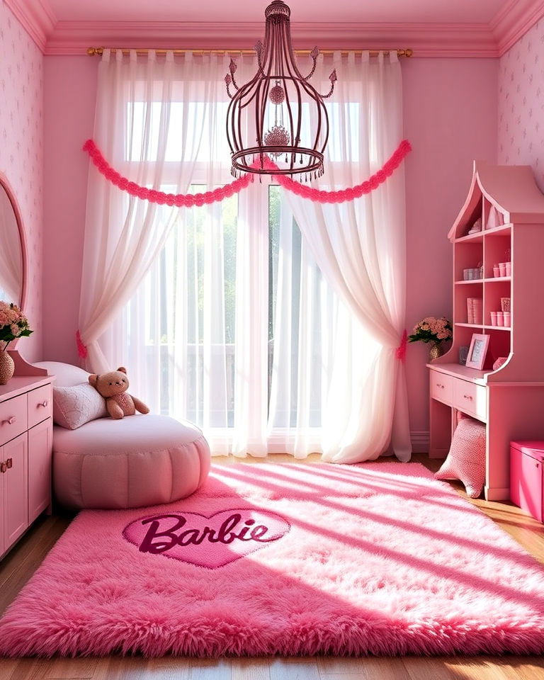 playful rug and flooring for barbie room