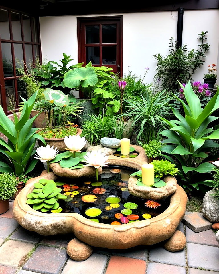 playful water garden for the courtyard