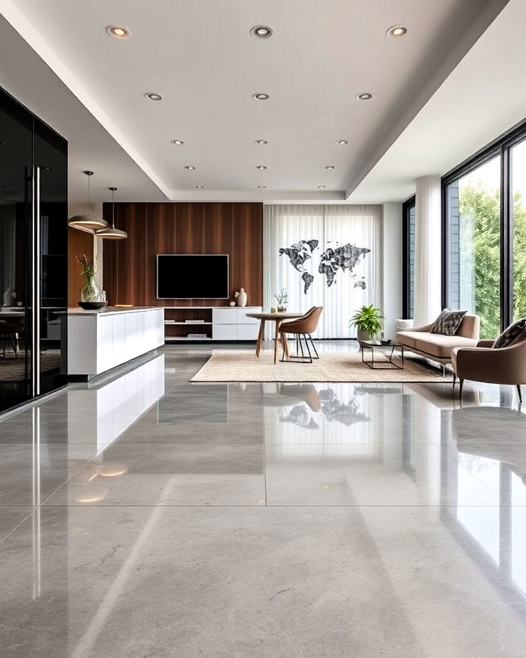 polished concrete floor with a high gloss finish