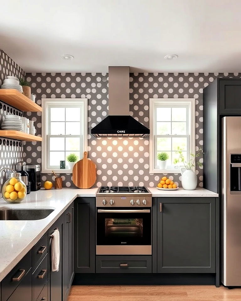 polka dot kitchen wallpaper