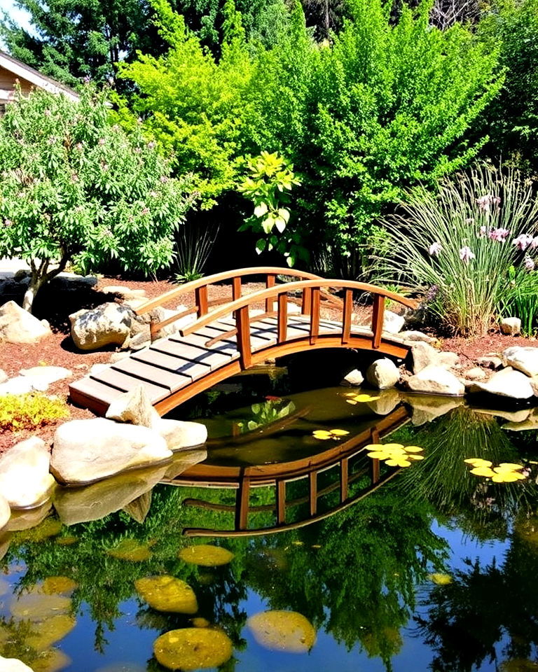 pond bridge to add rustic charm