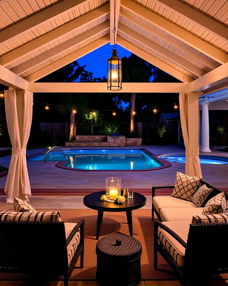 pool cabana lighting for nighttime gatherings