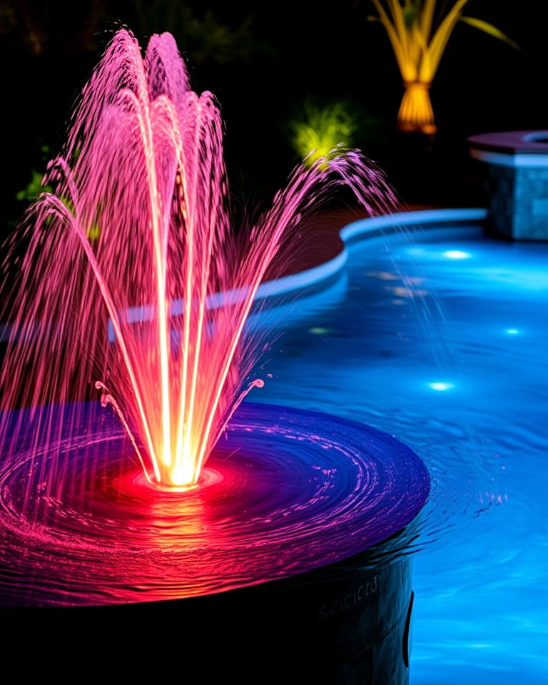 pool fountain lights for a dazzling effect