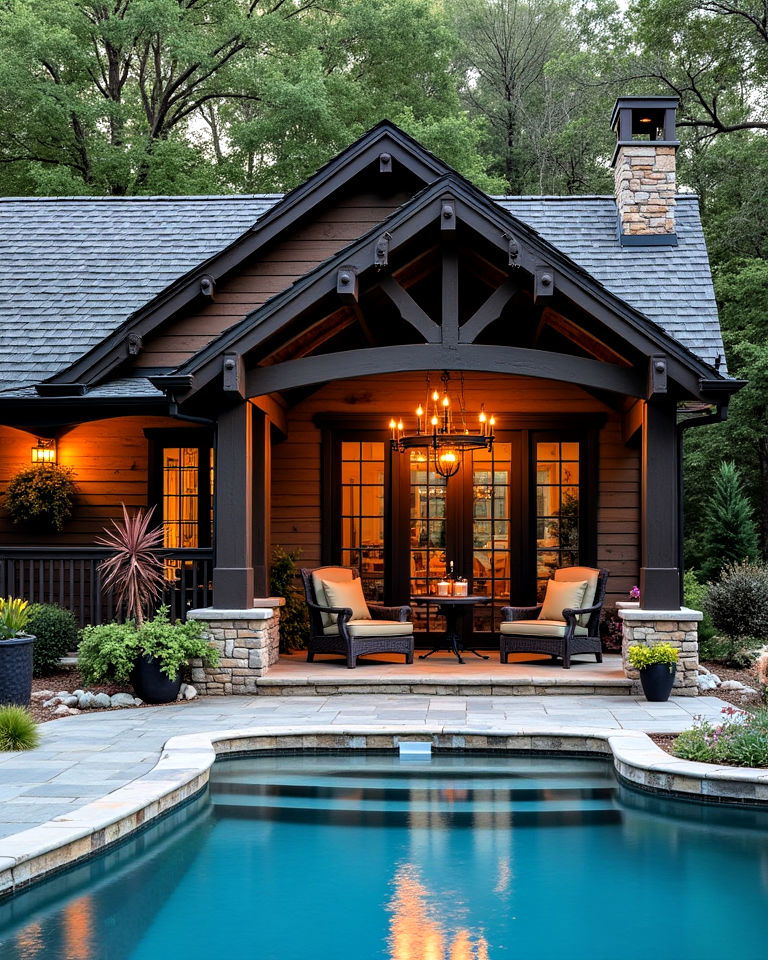 pool house wrought iron fixtures