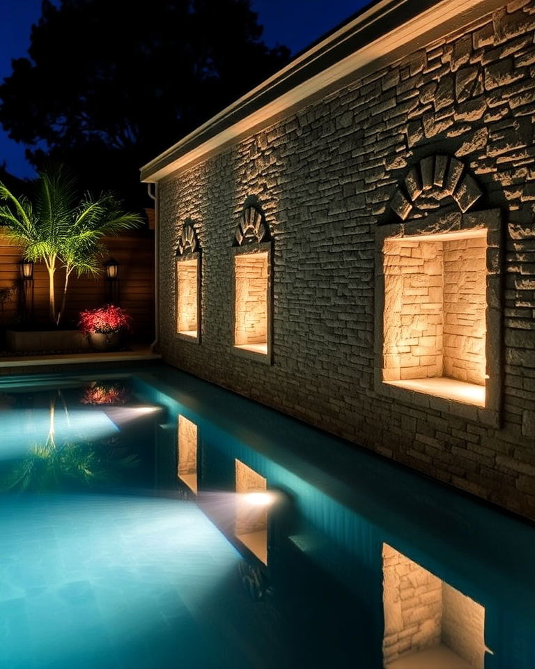 pool niche lights to add depth and dimension