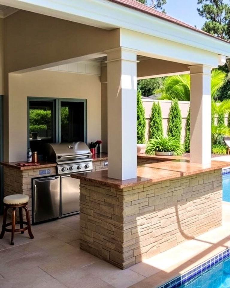 poolside bar and grill station