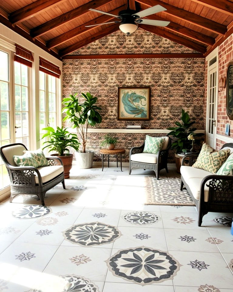 porcelain tiles with graphic prints