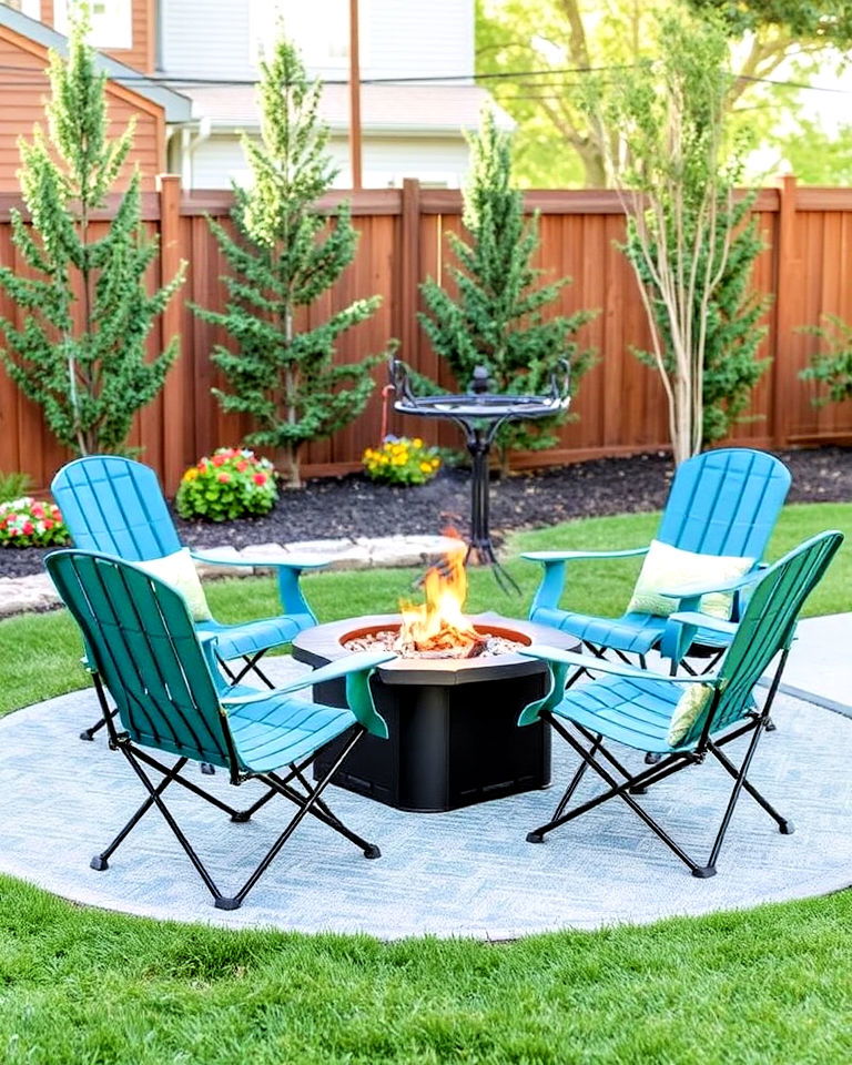 portable fire pit with patio chairs
