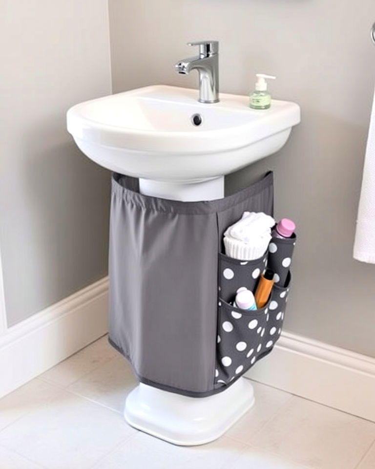 portable sink skirt with built in pockets