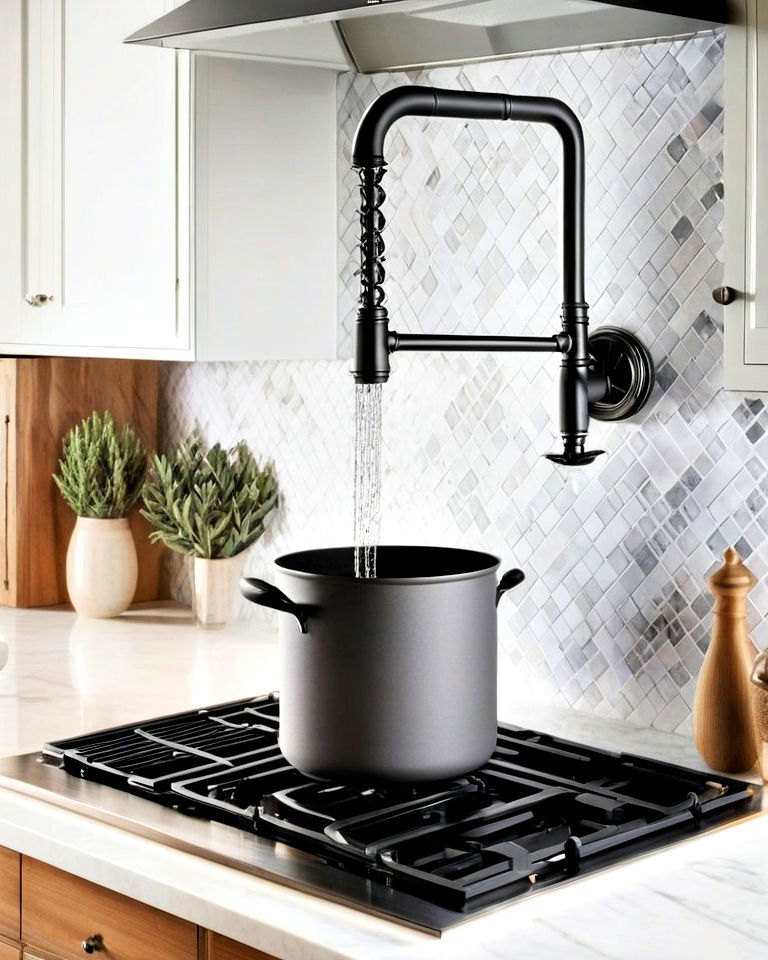 pot filler faucet above the stove