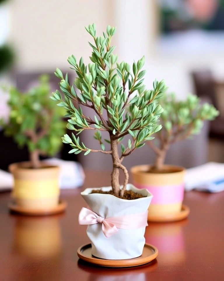 potted mini trees