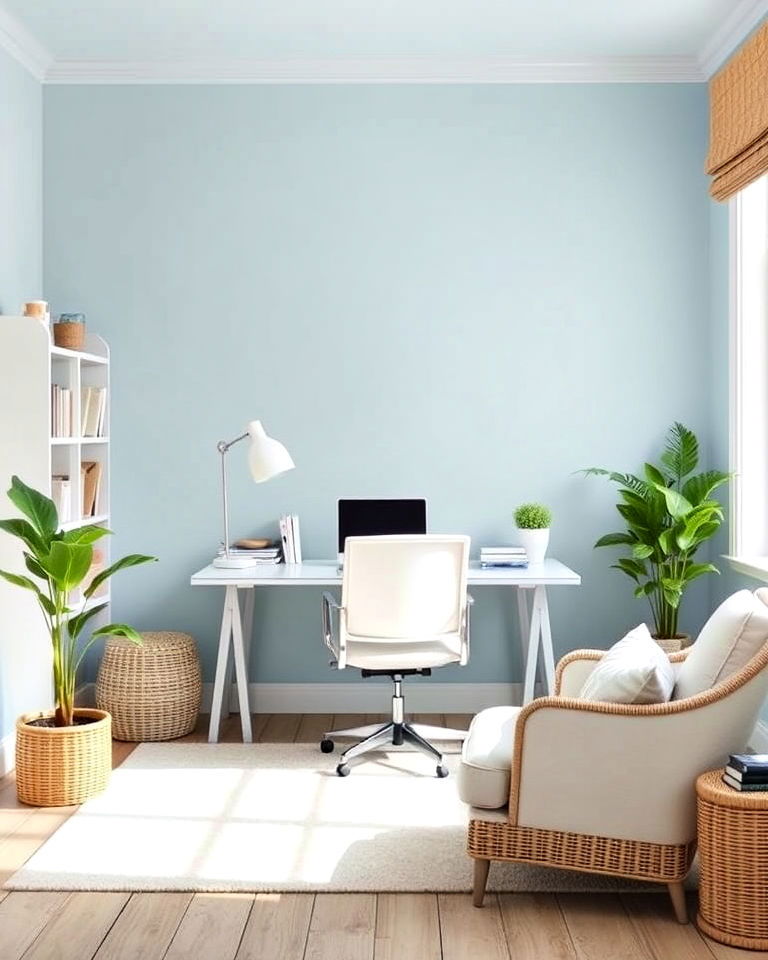 powder blue home office for a timeless look