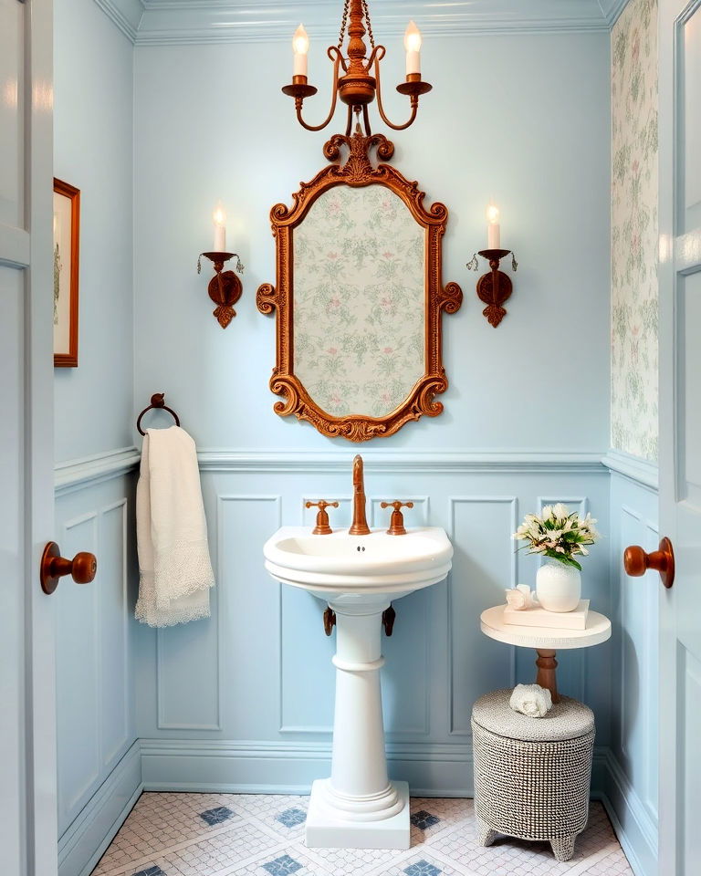 powder blue with vintage details