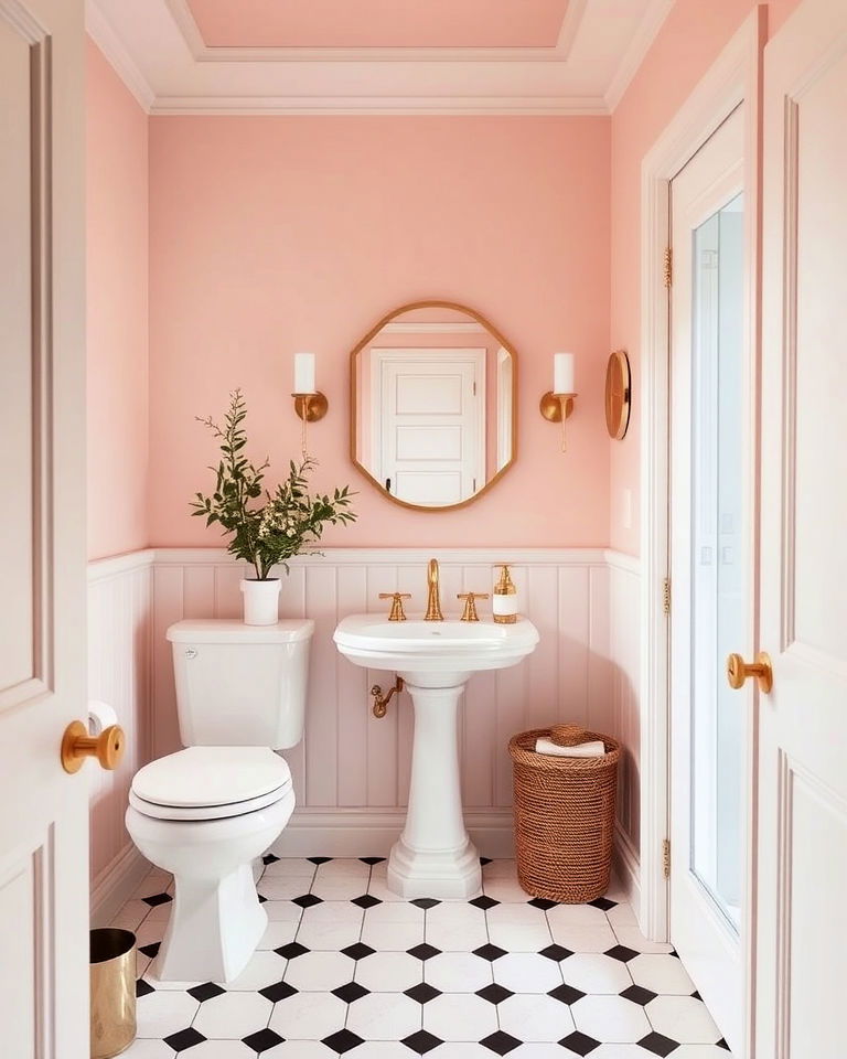powder pink powder room for a delicate look