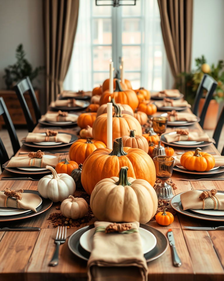 pumpkin themed table setting