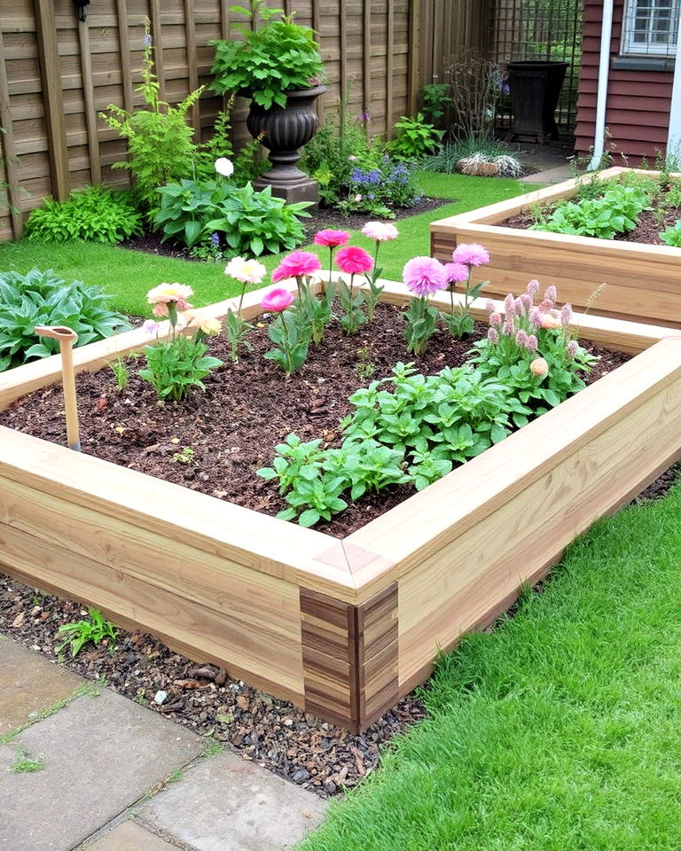 raised bed borders with garden sleepers