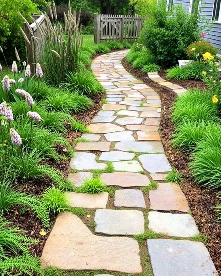 raised flagstone walkway