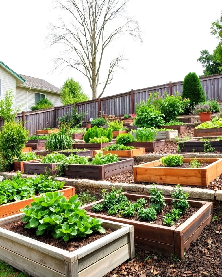 raised vegetable beds for sloped backyard