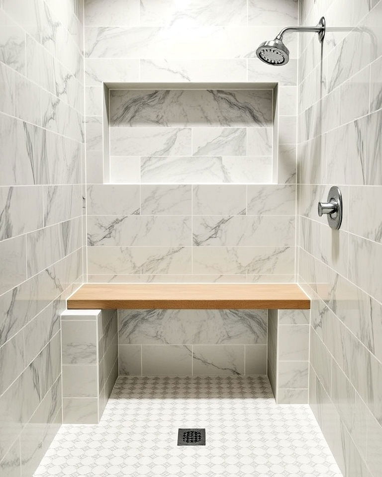 recessed shower bench