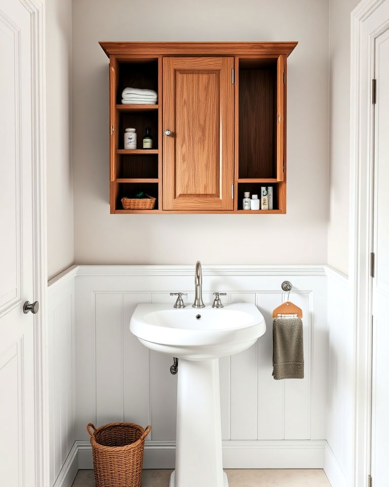 recessed wall cabinet above sink