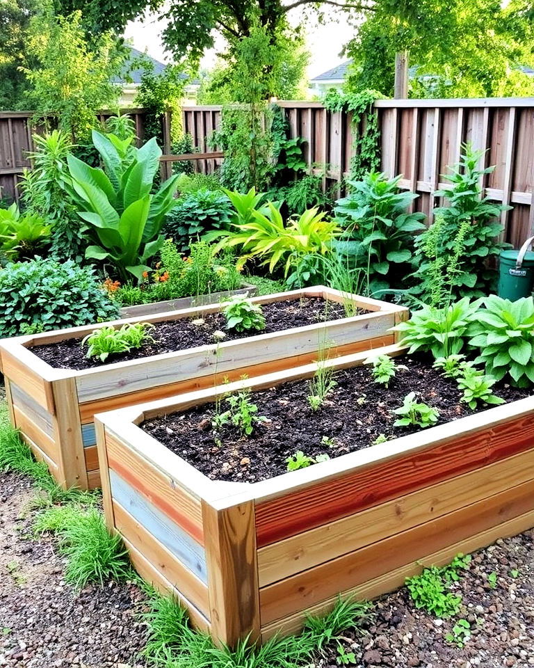 reclaimed wood bed for eco friendly gardening
