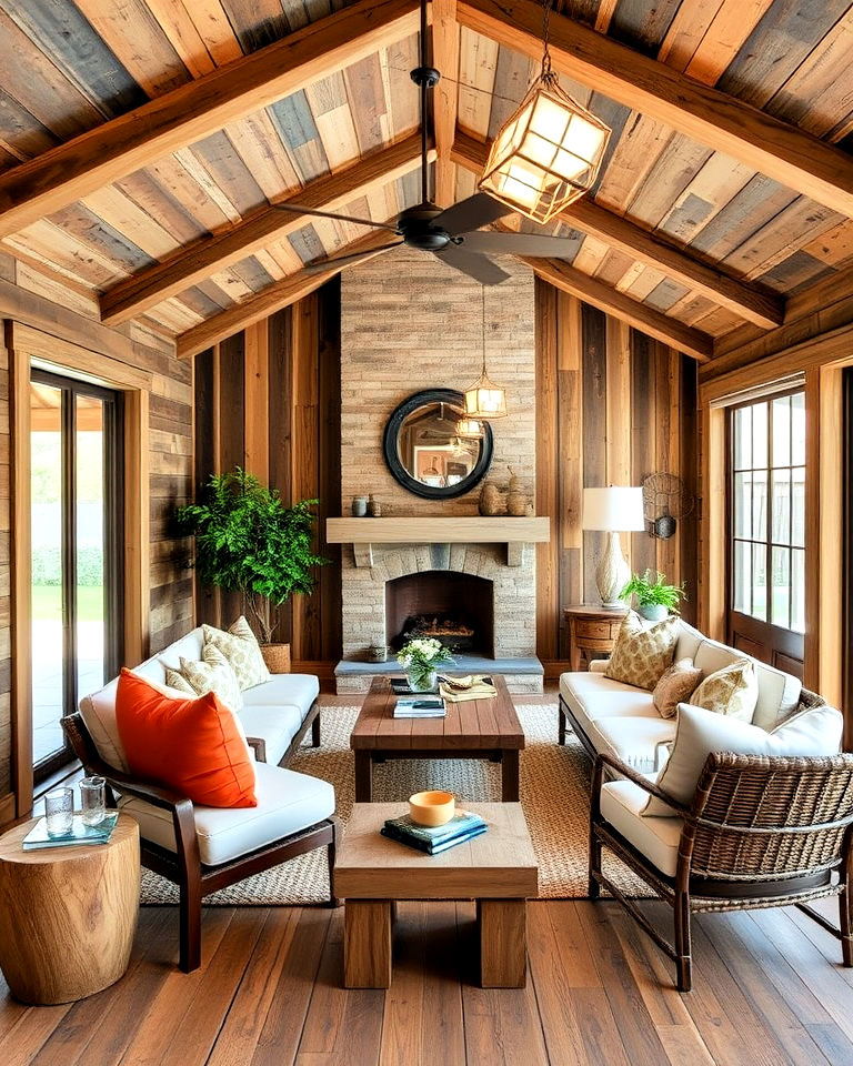 reclaimed wood interior to add character