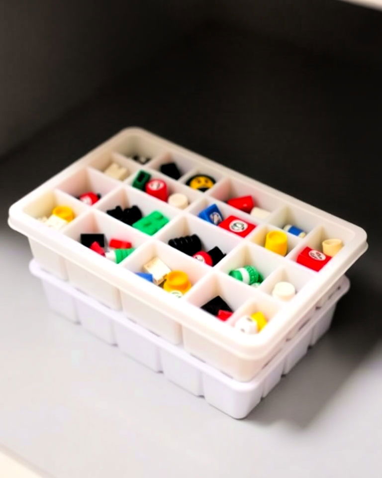 recycled ice cube trays for lego storage