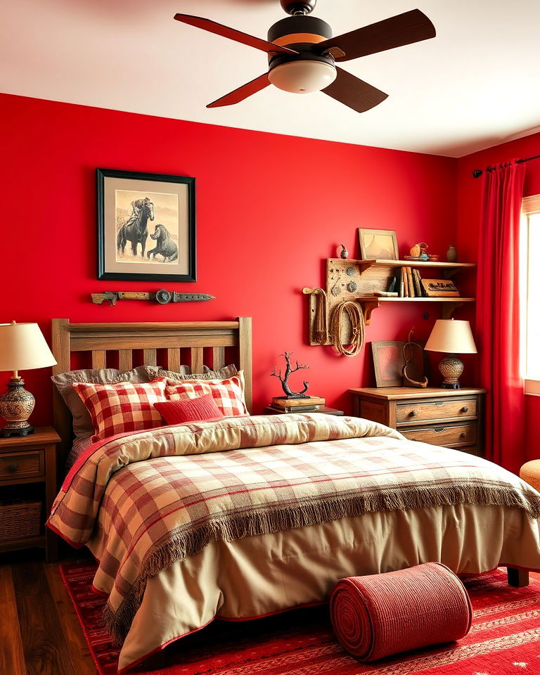 red and beige western room
