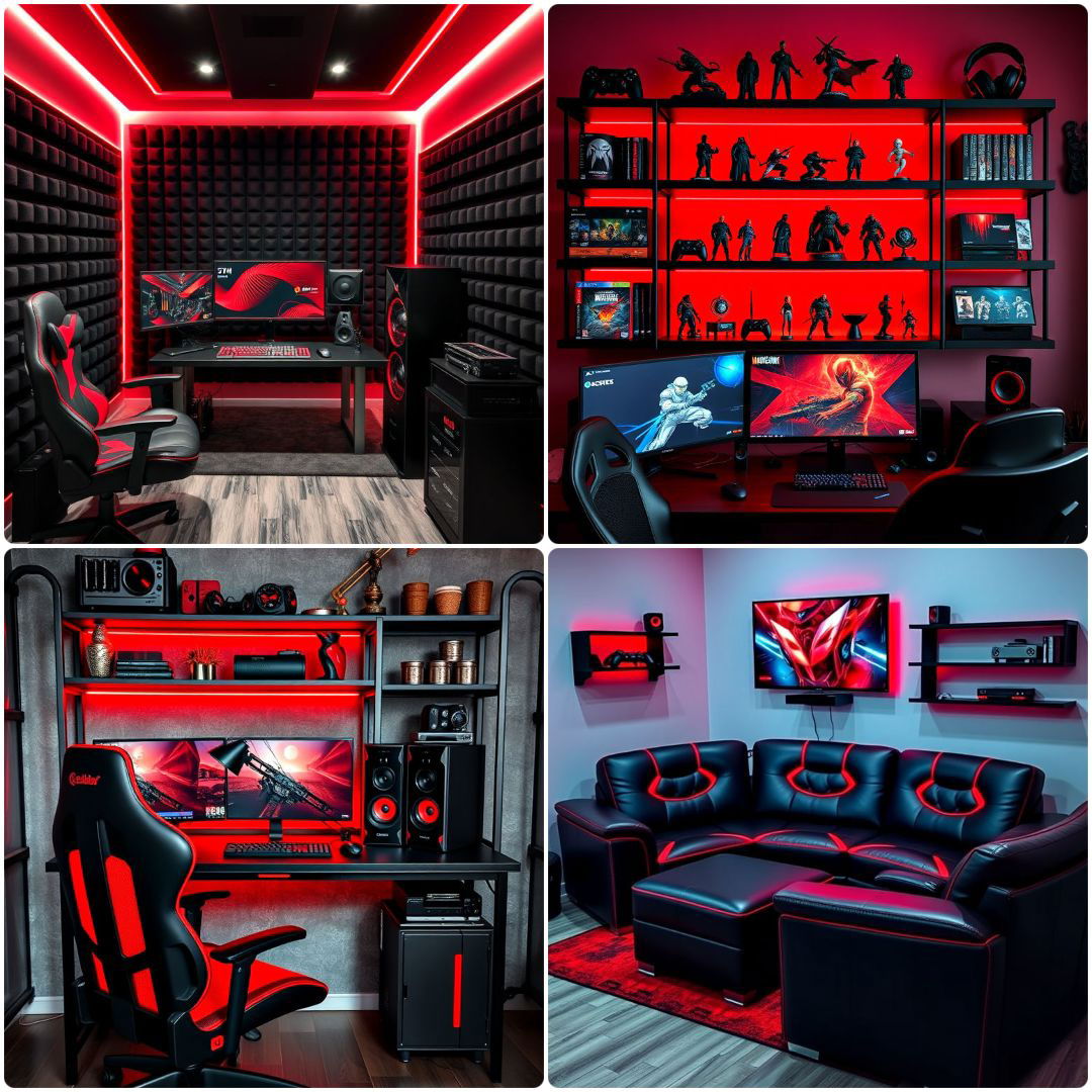 red and black gaming setup ideas