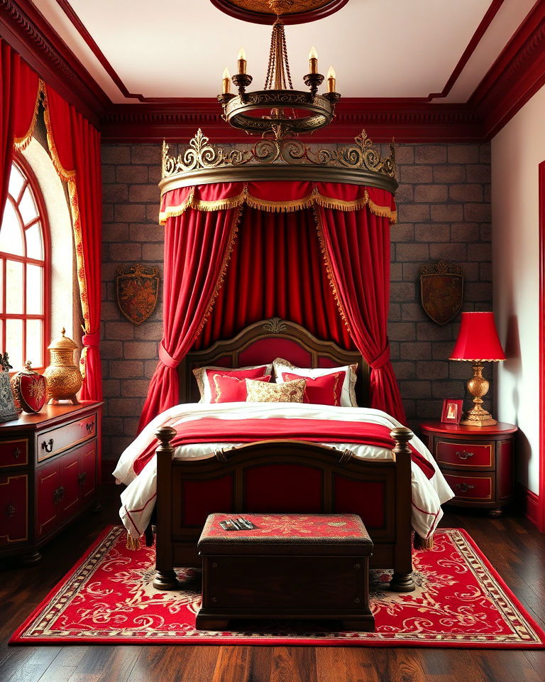 red and gold medieval castle