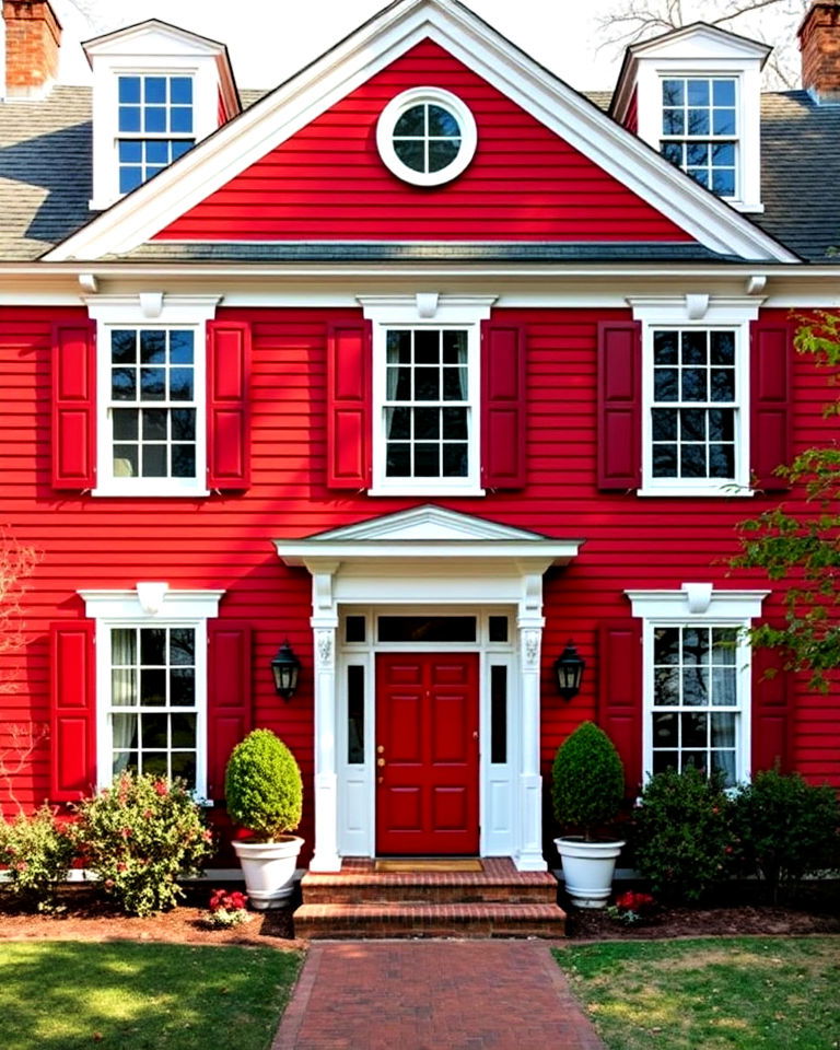 red and white colonial style home
