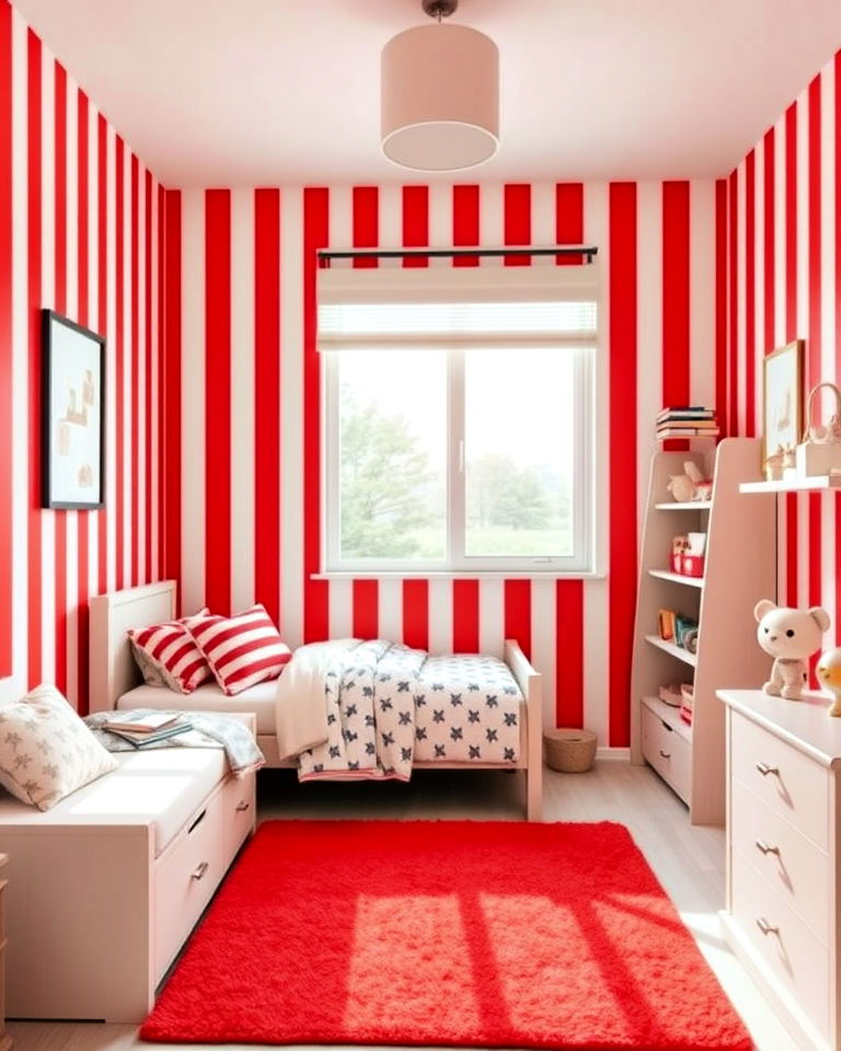 red and white stripes boy room