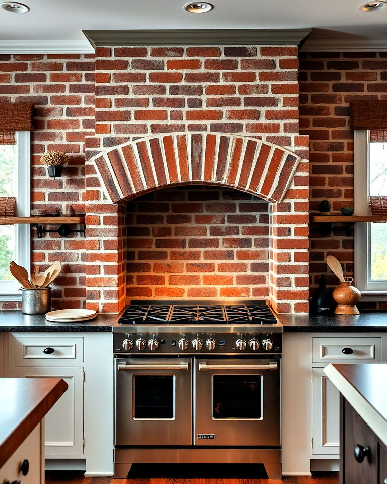 red brick oven surround for kitchen