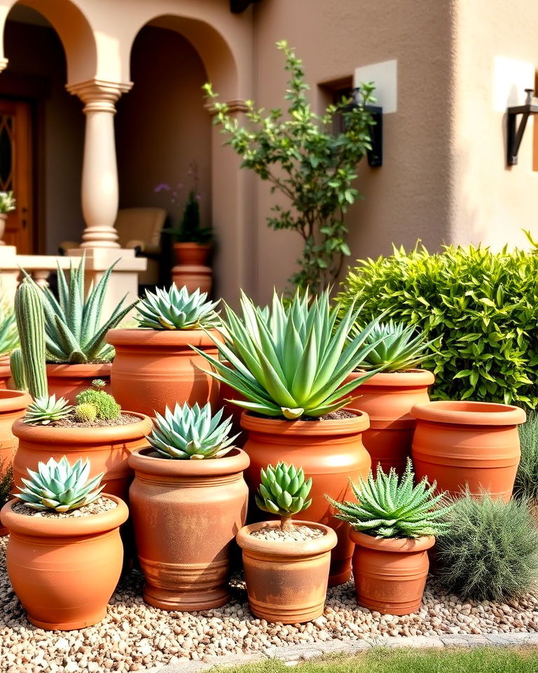 red clay pots for plant displays