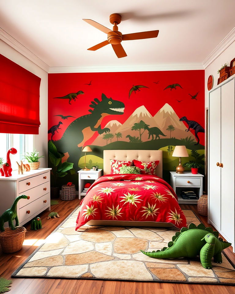 red dinosaur themed design