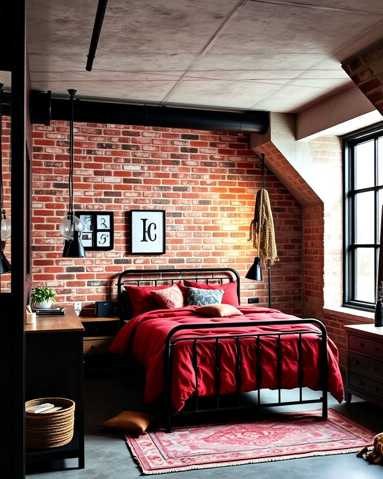 red industrial loft style design