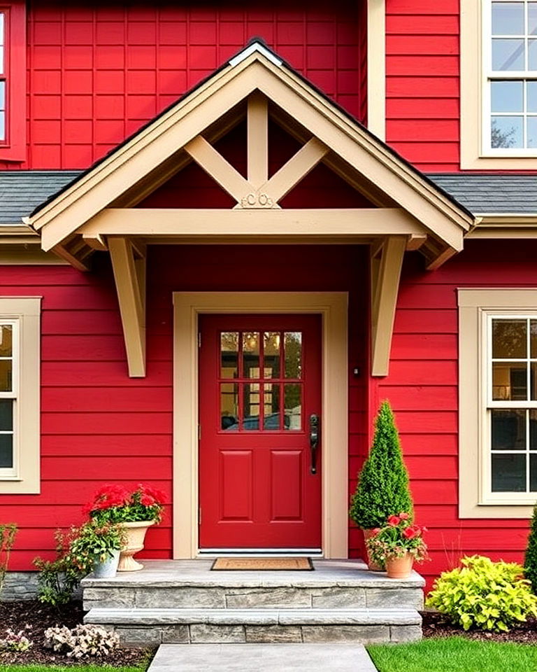 red painted wood panels exterior home