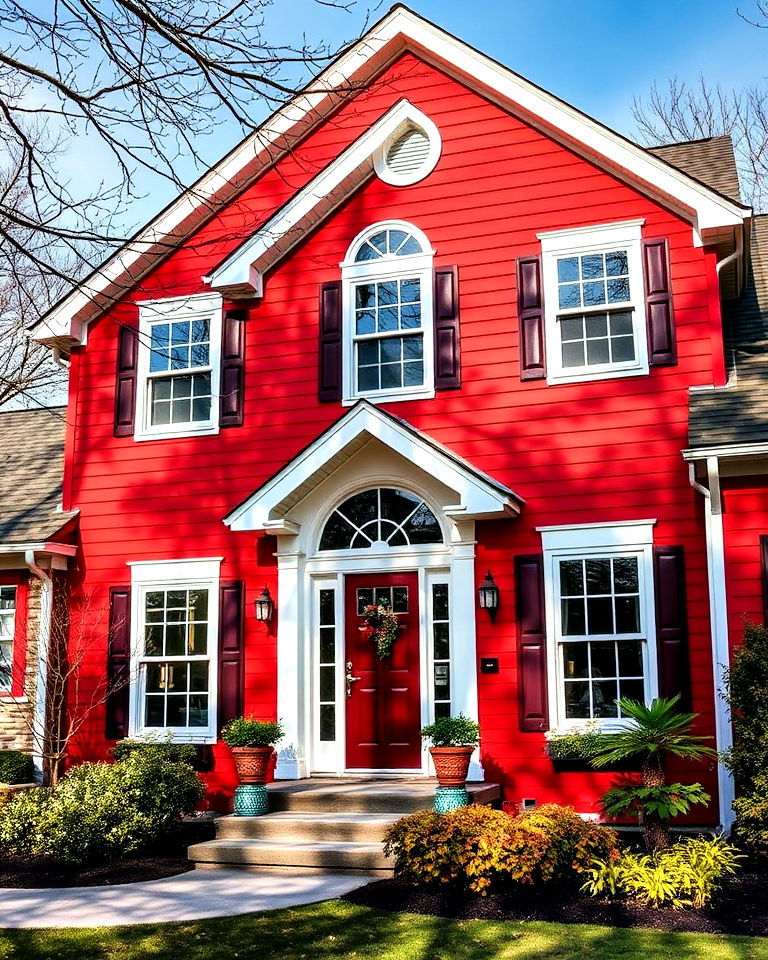 red vinyl siding exterior home