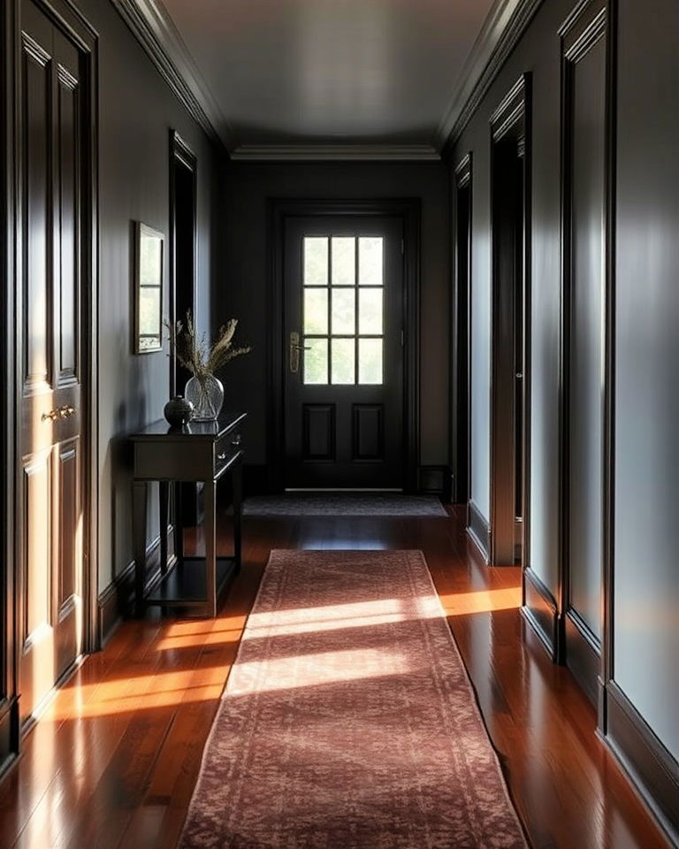 reflective flooring dark hallway
