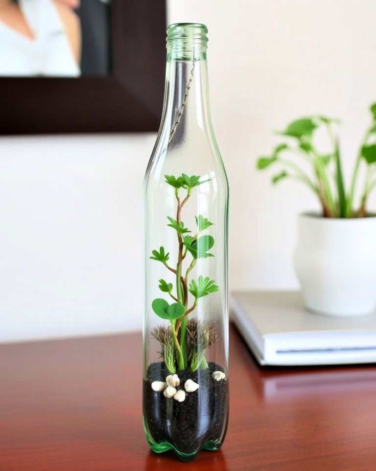 repurposed soda bottle terrarium