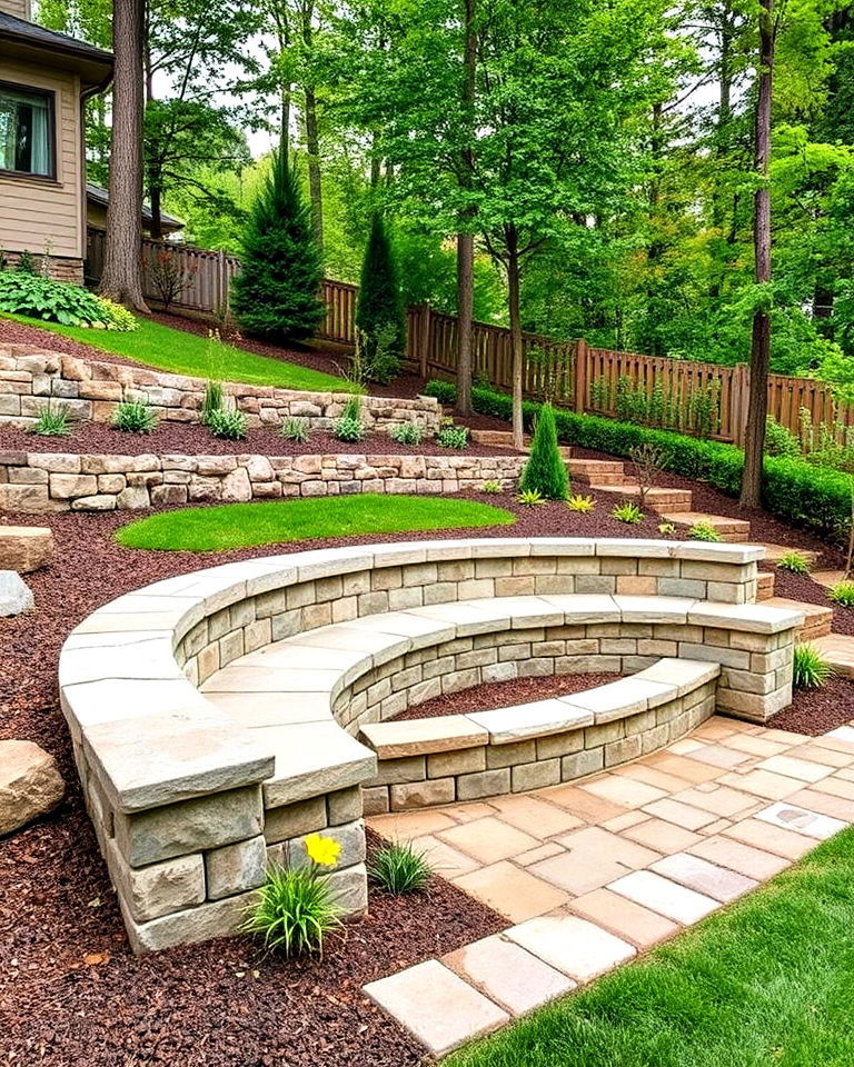 retaining wall with integrated seating