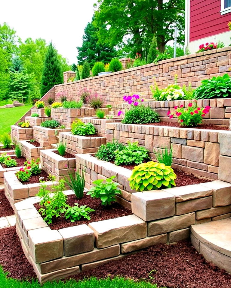 retaining wall with planter beds
