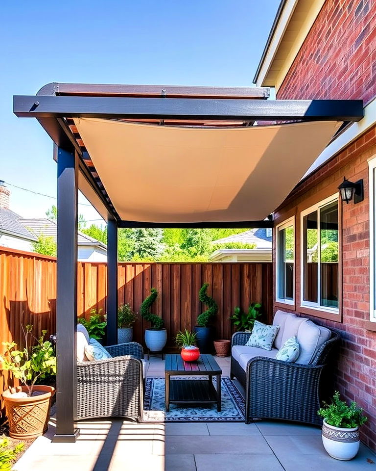 retractable canopy pergola for small patio