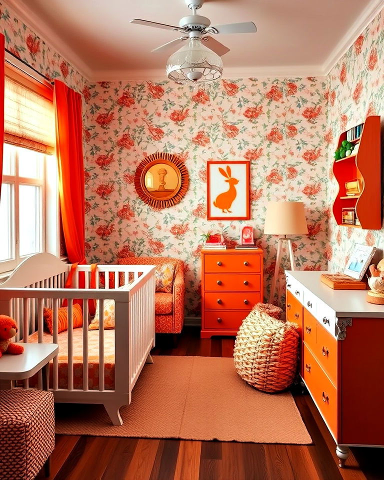 retro inspired baby room