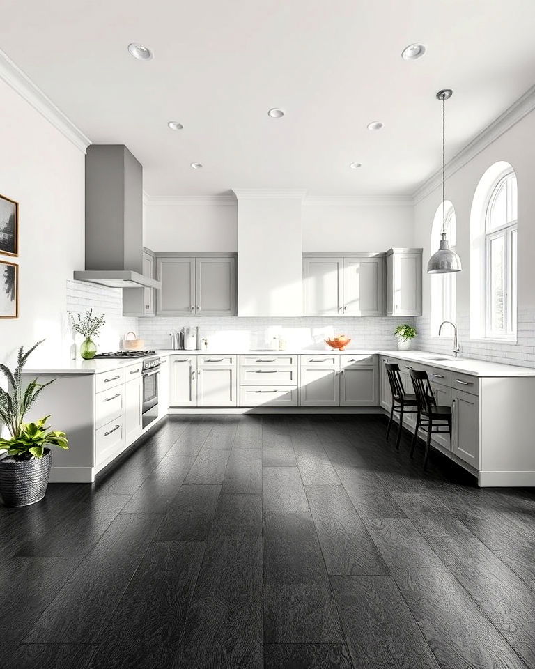 rich and warm vinyl plank kitchen flooring