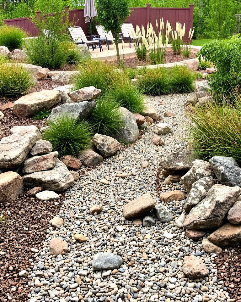 rock and gravel riverbed garden