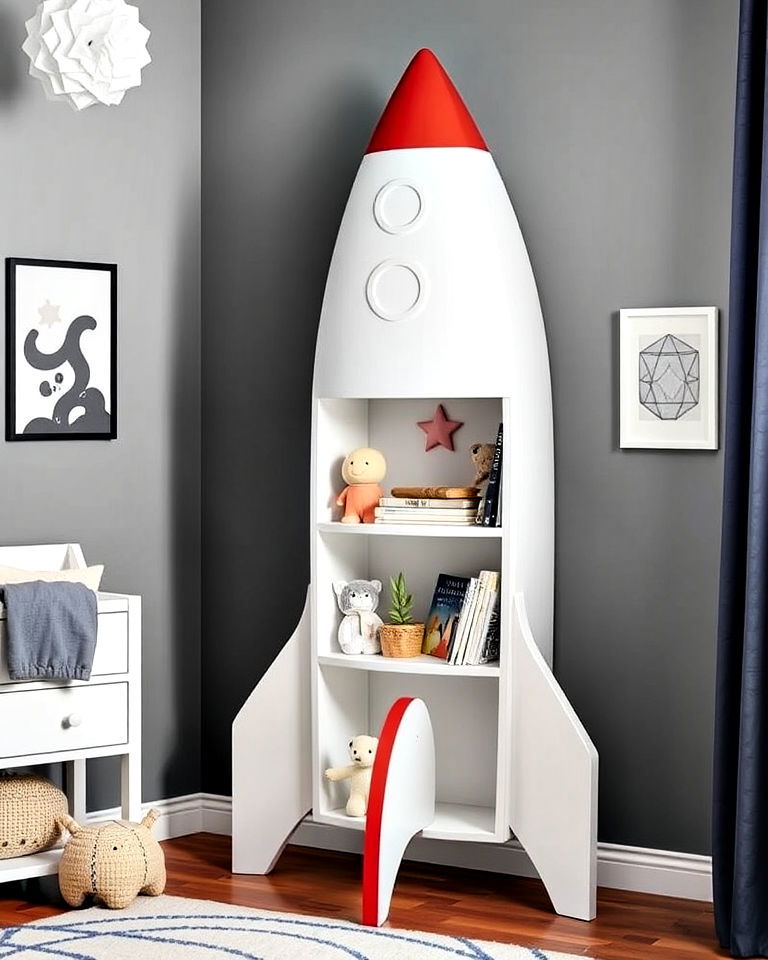 rocket shaped bookshelf