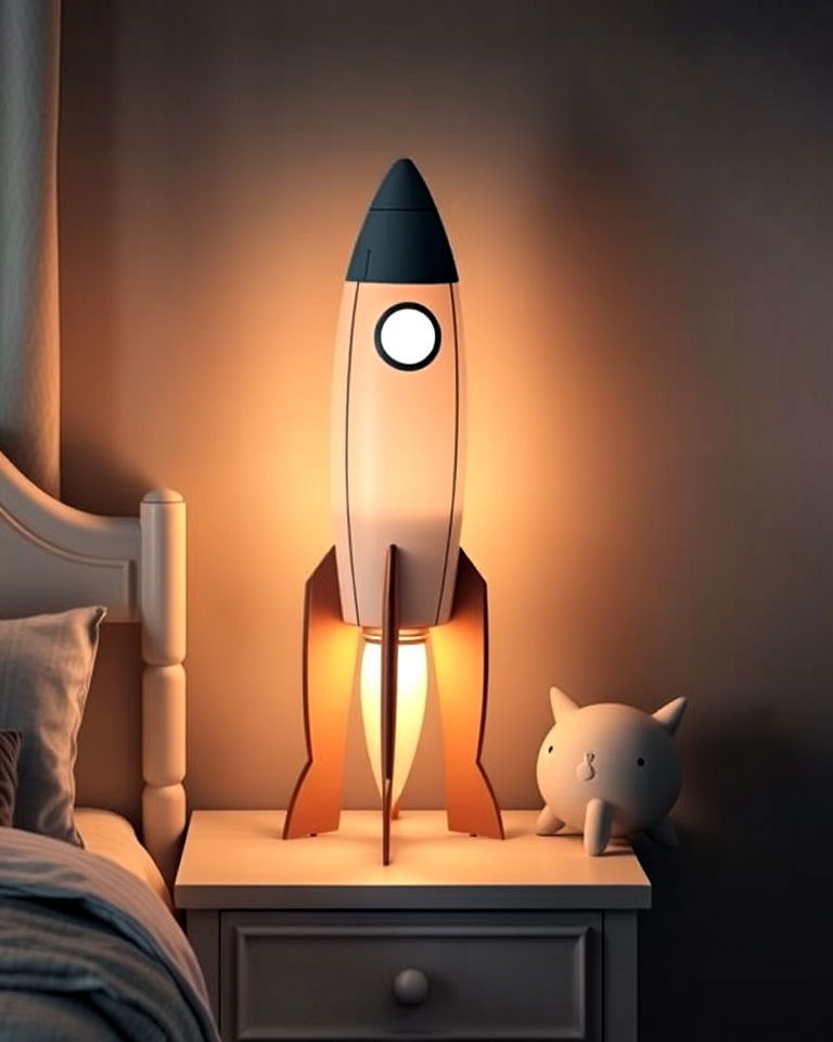 rocket shaped lamp to illuminate the room
